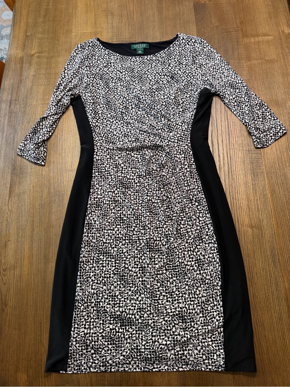 Ralph Lauren Black & White Patterned hourglass Sheath Dress